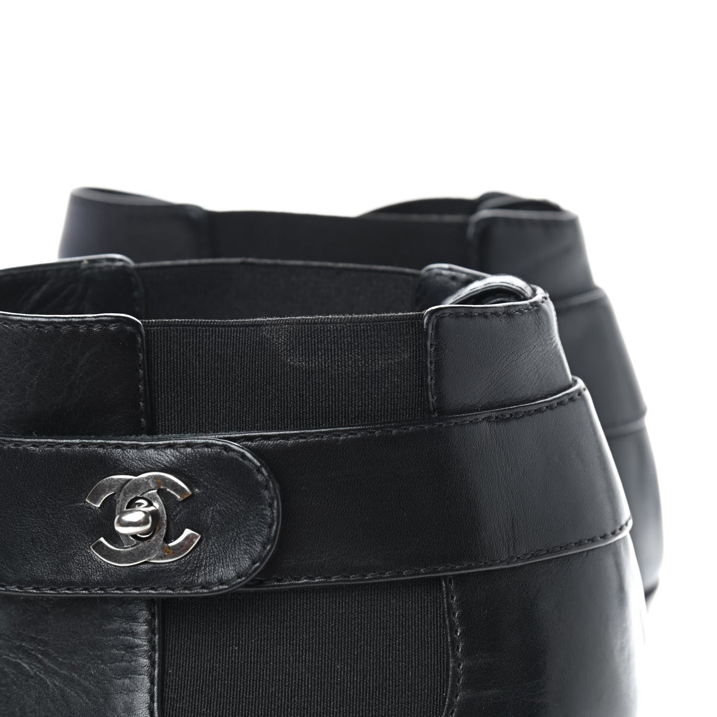 Calfskin CC Turnlock Ankle Boots 40 Black