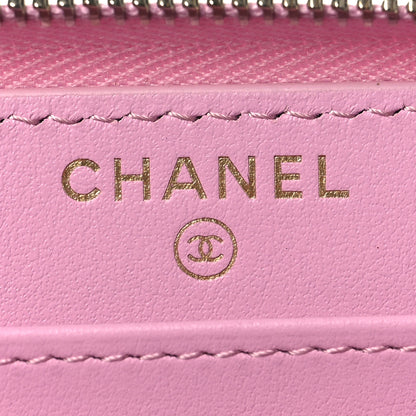 Chanel Caviar Quilted Large Gusset Zip Around Wallet Light Pink 6 of 9