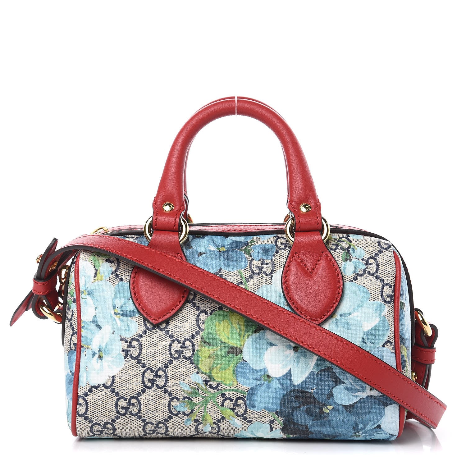 Gucci GG Supreme Monogram Blooms Mini Boston Navy Blue Hibiscus 1 of 10