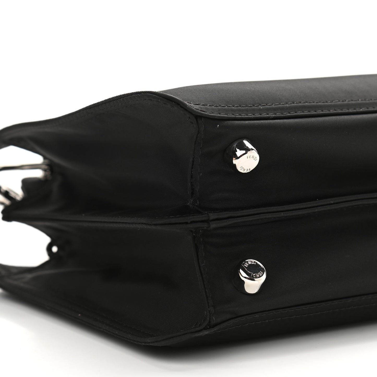 Nylon Vitello Cover Logo Embossed Mini Peekaboo I SEE U Satchel Black White