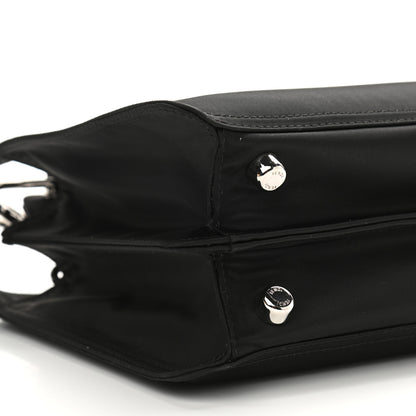 Fendi Nylon Vitello Cover Logo Embossed Mini Peekaboo I SEE U Satchel Black White 11 of 12