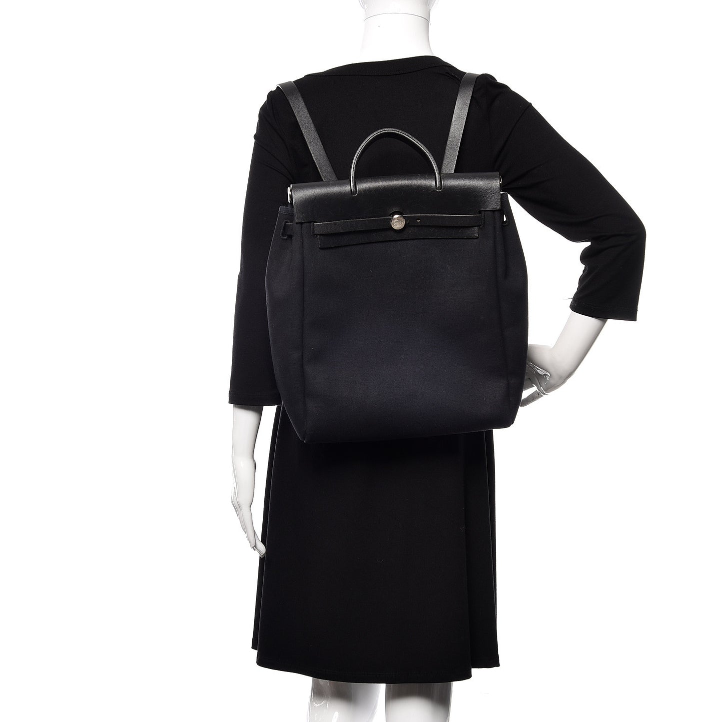 Toile Vache Calfskin Herbag 30 PM Backpack Black