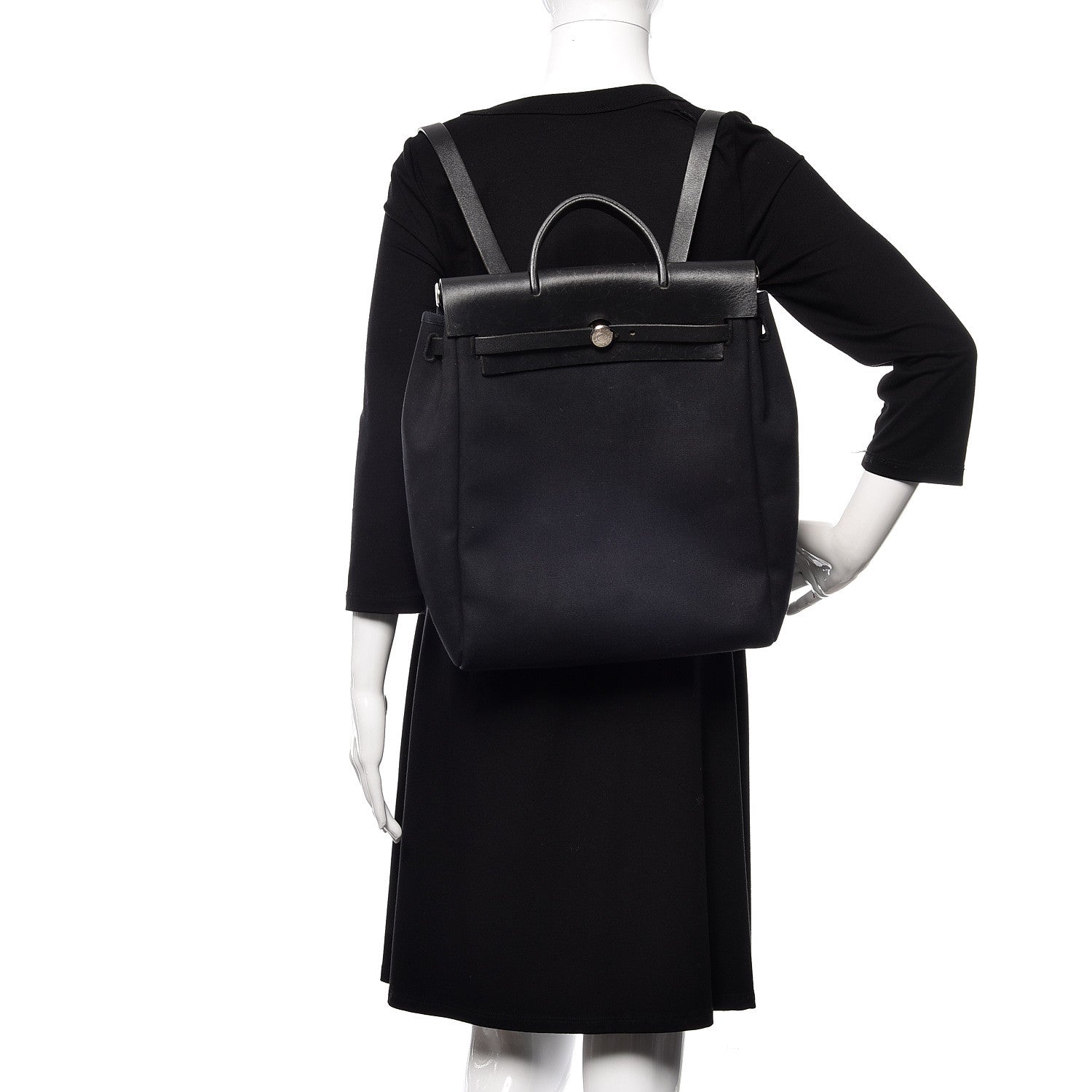 Hermes Toile Vache Calfskin Herbag 30 PM Backpack Black 2 of 15