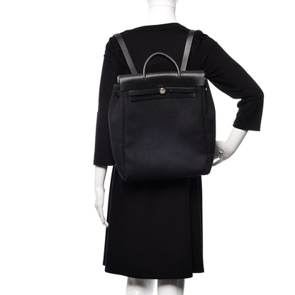 Hermes Toile Vache Calfskin Herbag 30 PM Backpack Black 2 of 15