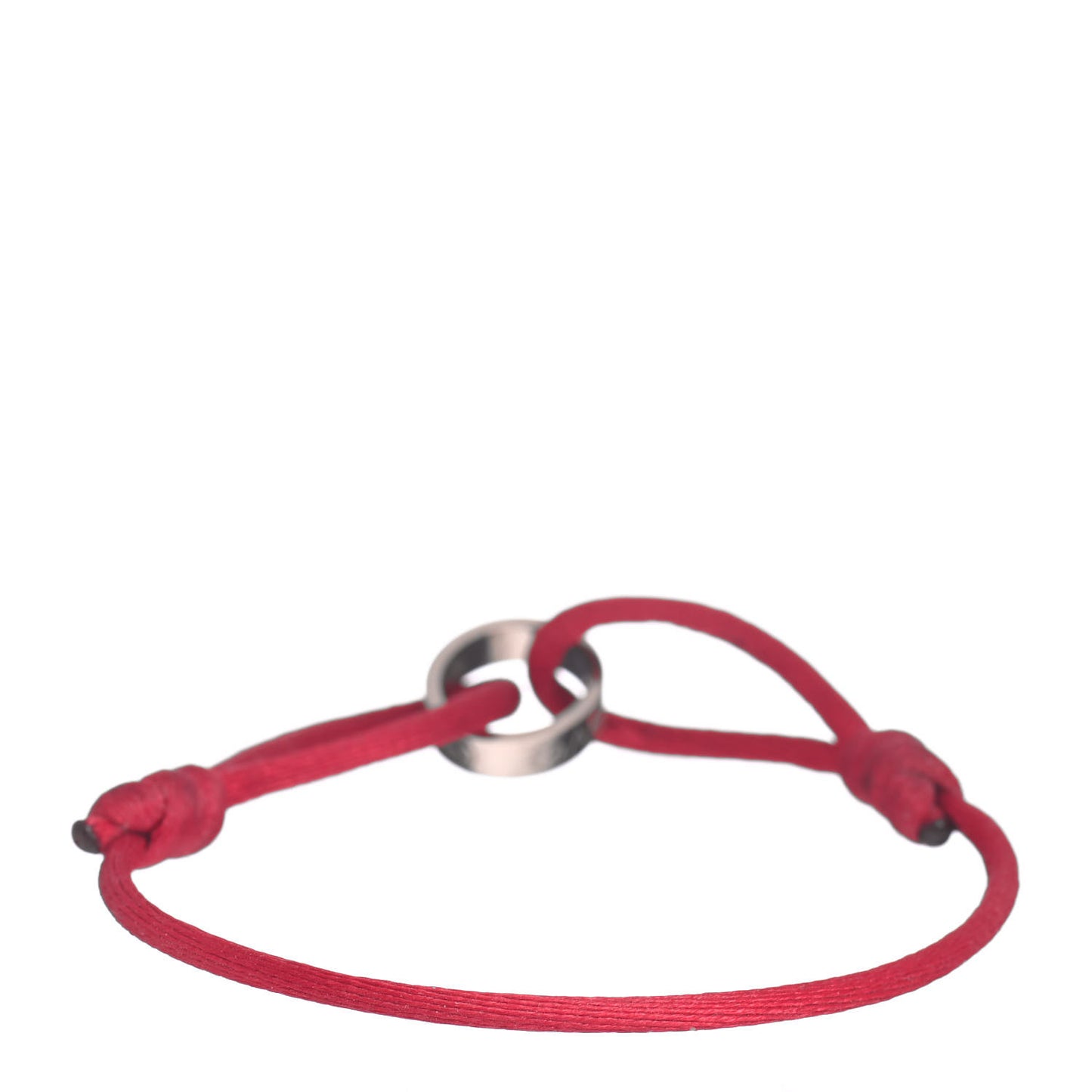 18K White Gold Charity LOVE Adjustable Cord Bracelet Red