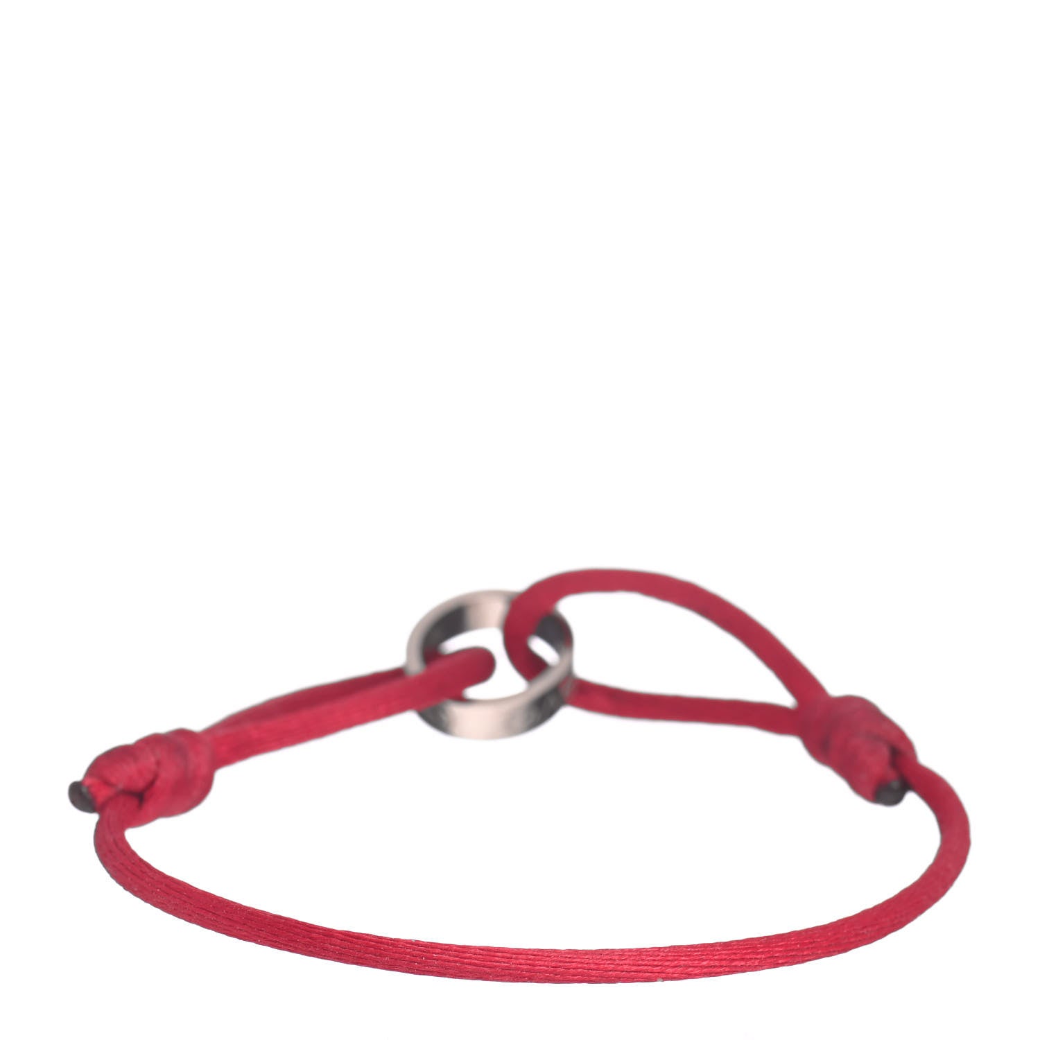 Cartier 18K White Gold Charity LOVE Adjustable Cord Bracelet Red 3 of 4