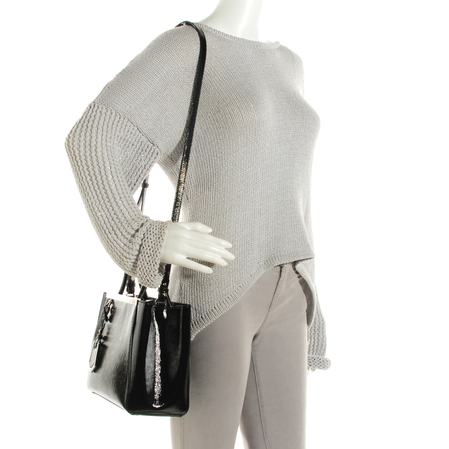 Fendi Patent Vitello Elite Petite 2Jours Tote Black 2 of 9