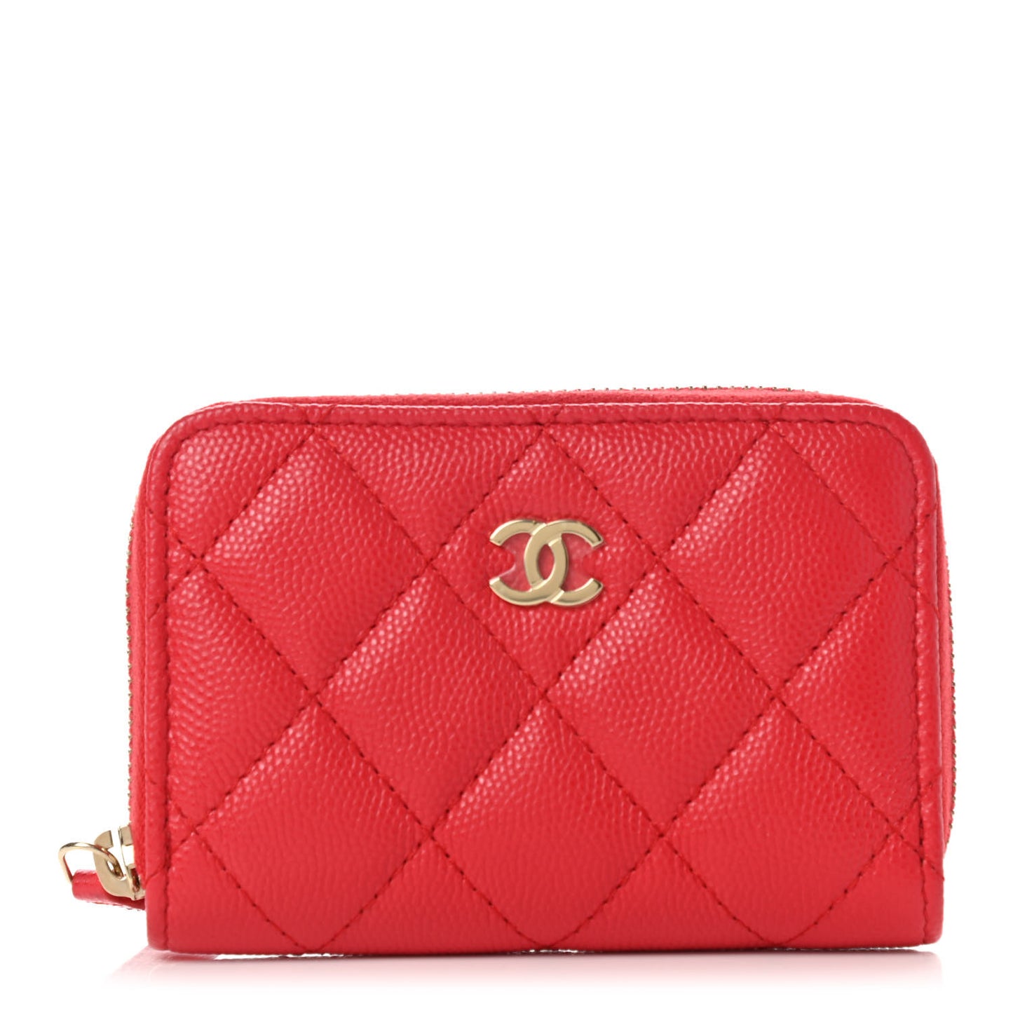 Caviar Quilted Zip Coin Purse Red