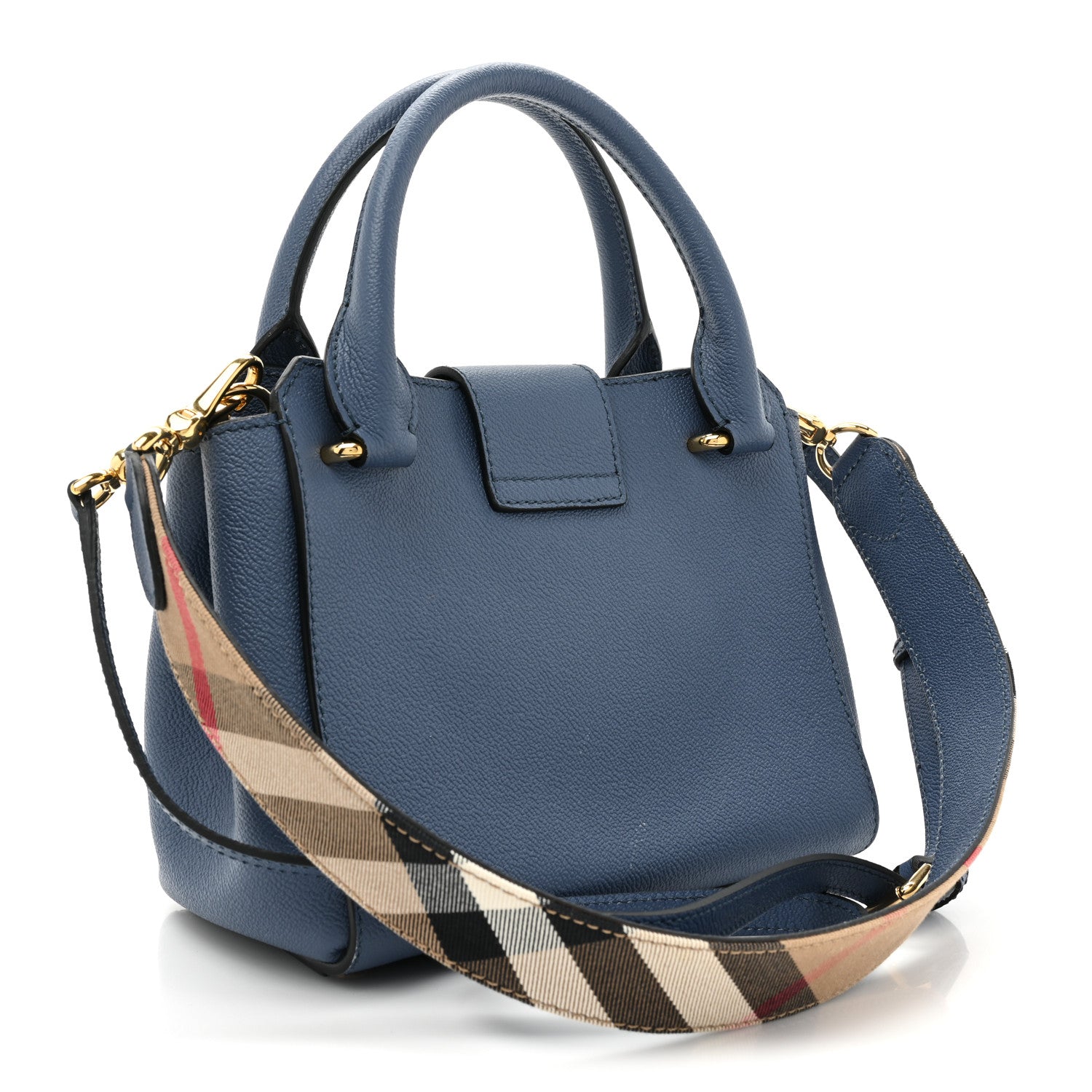 Burberry Soft Grain Calfskin Small Buckle Tote Steel Blue 3 of 14