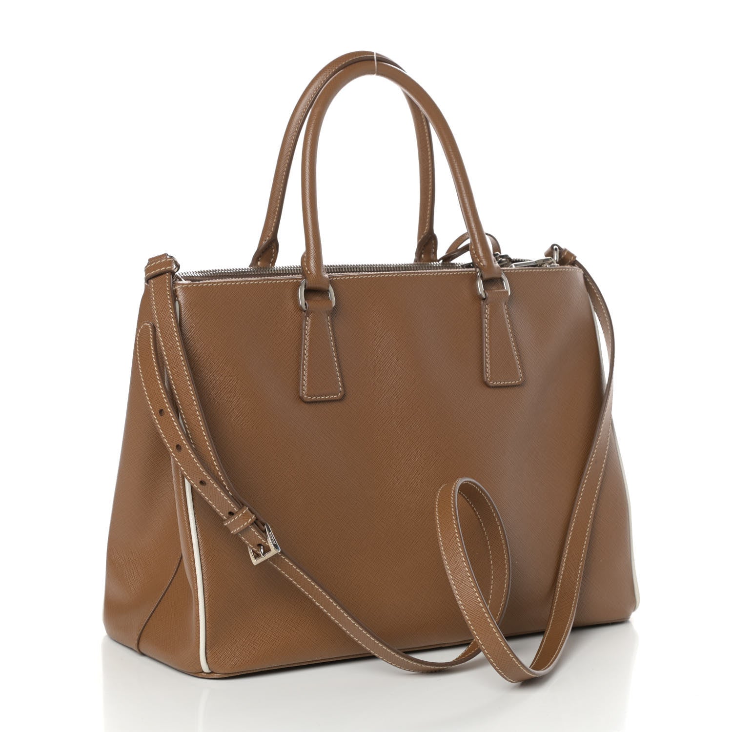 Prada Saffiano Medium Galleria Double Zip Tote Cannella Talco 4 of 10