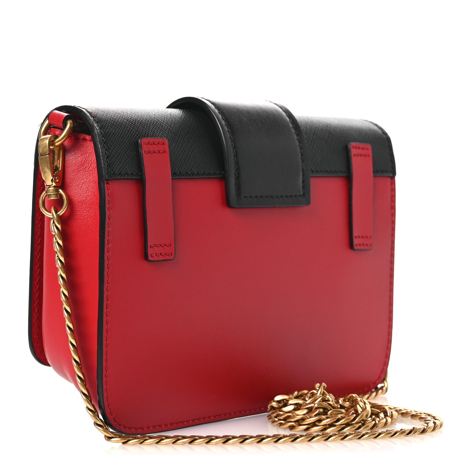 Prada Saffiano City Calf Cahier Belt Bag Fuoco Black 1883265