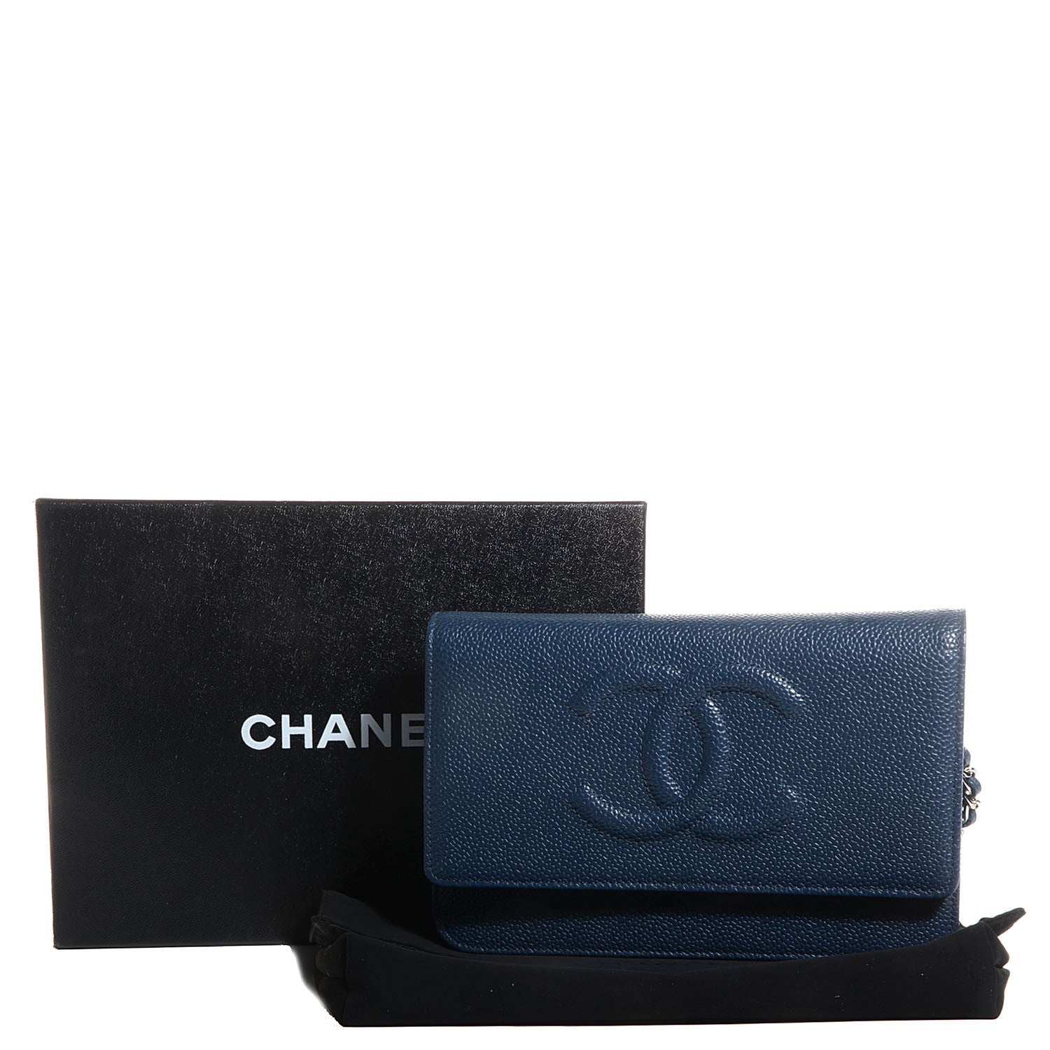 Chanel Caviar Timeless CC Wallet on Chain WOC Navy Blue 9 of 9
