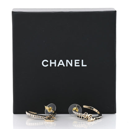 Chanel Crystal CC Hoop Earrings Gold Black 6 of 6
