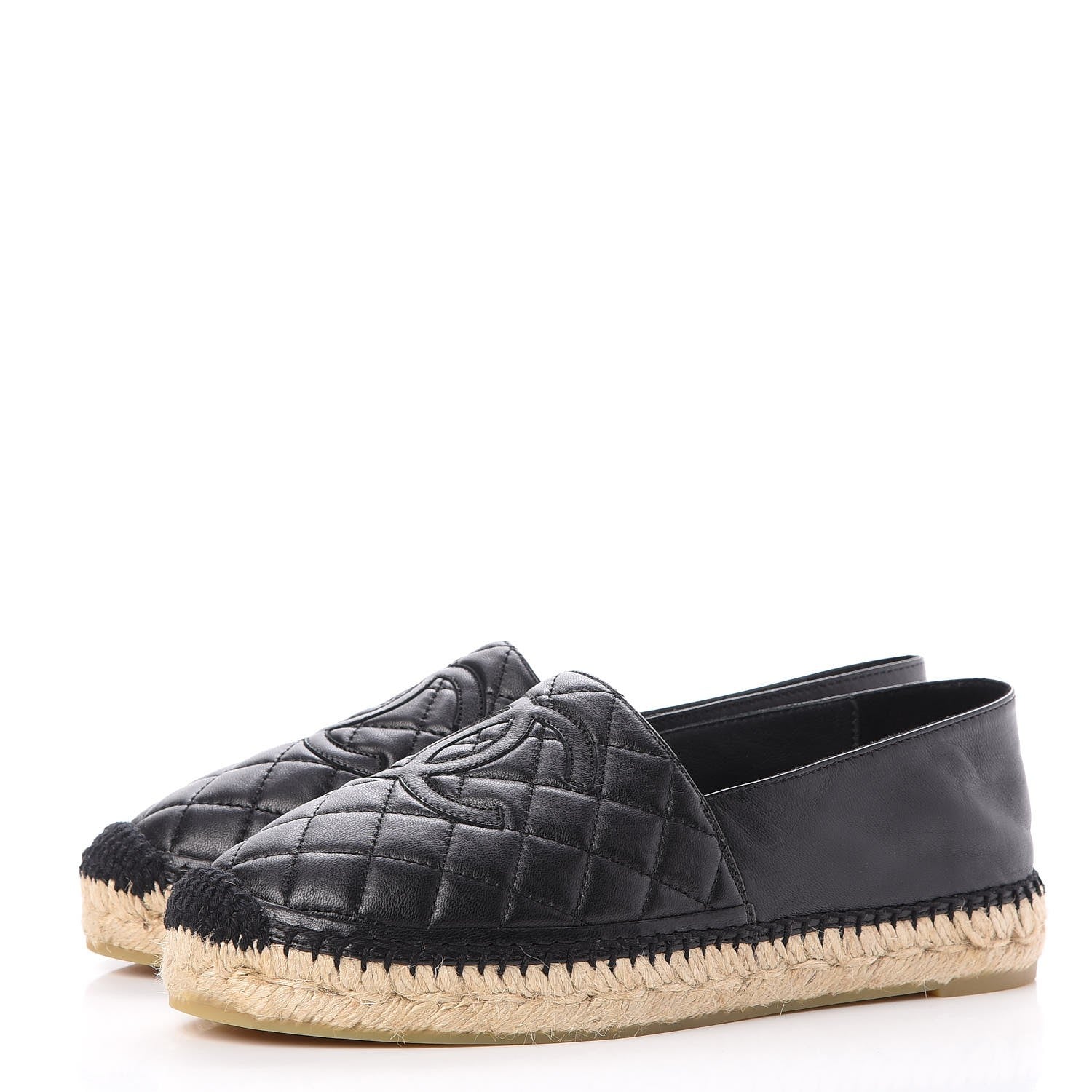 Chanel Lambskin Quilted CC Espadrilles 38 Black 3 of 10