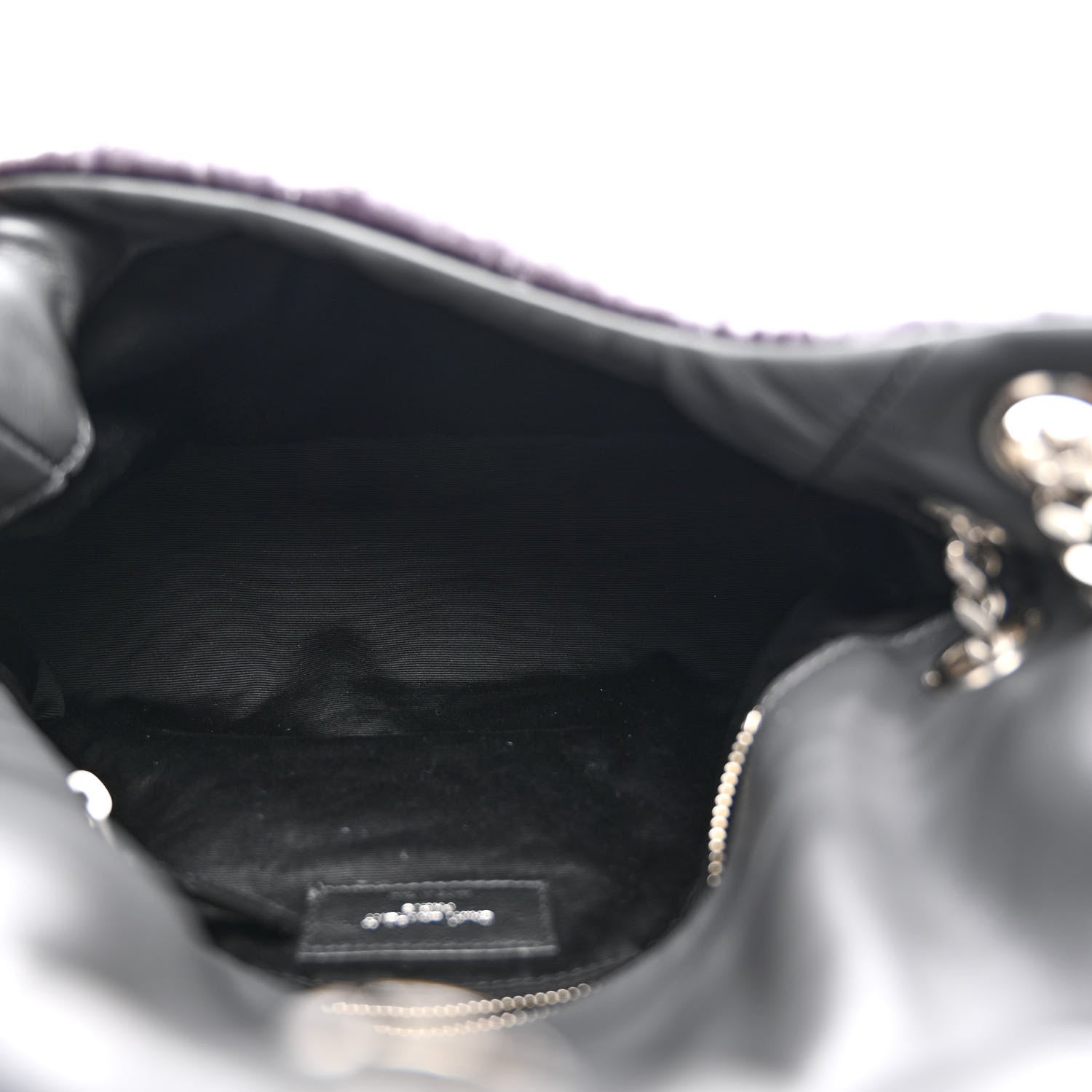 Saint Laurent Crushed Velvet Quilted Small Loulou Puffer Monogram Chain Satchel Iron Grey 5 of 11