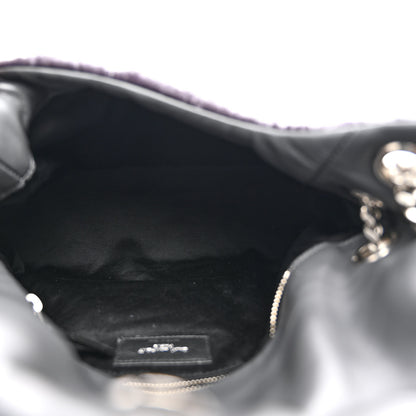 Saint Laurent Crushed Velvet Quilted Small Loulou Puffer Monogram Chain Satchel Iron Grey 5 of 11