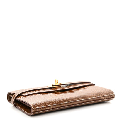 Hermes Shiny Alligator Kelly Longue Wallet Ficelle 4 of 12
