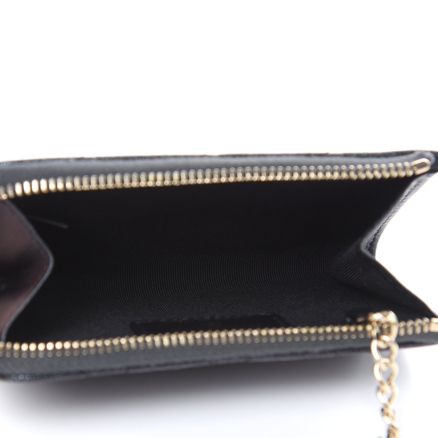 Iridescent Caviar Quilted Zipped Key Holder Case Black