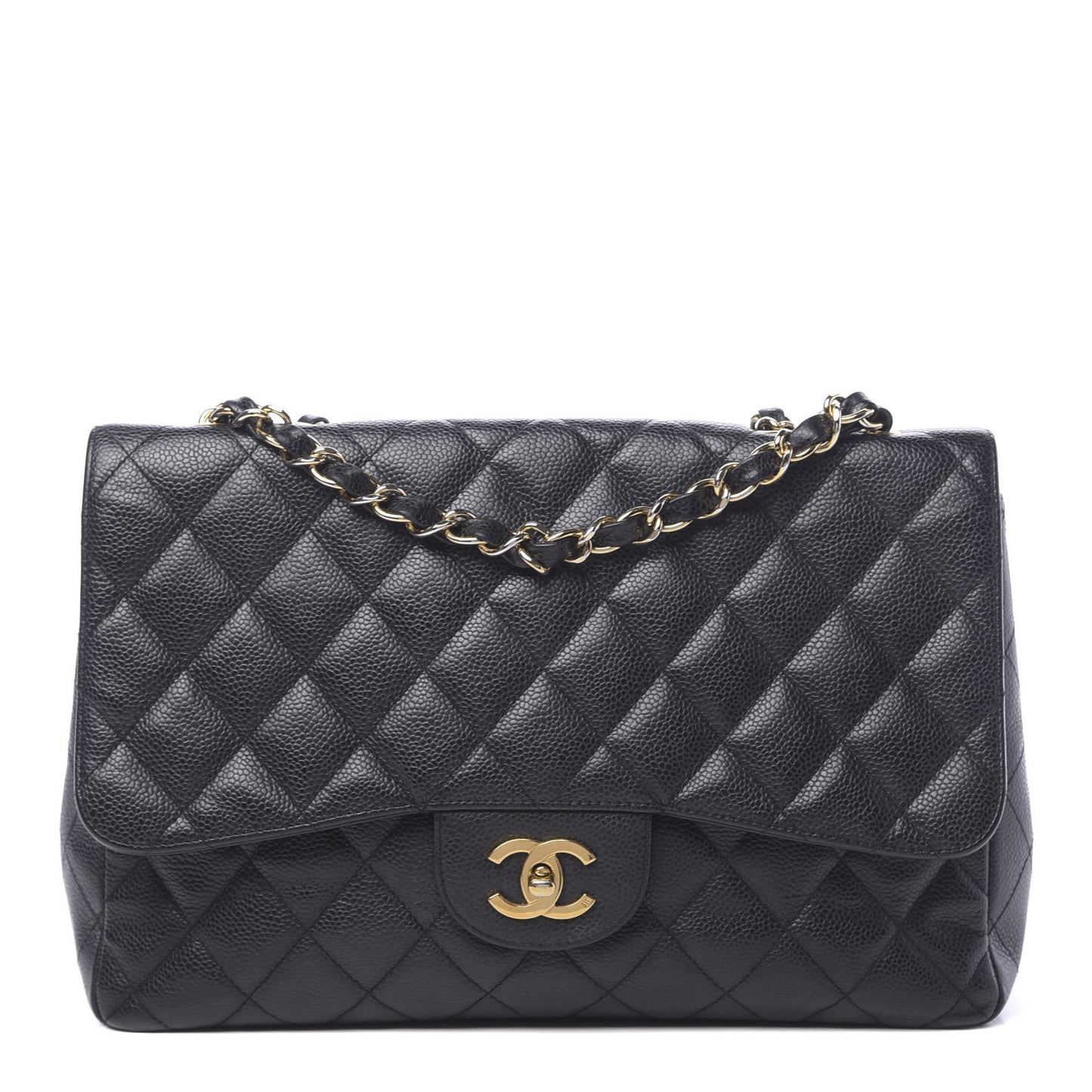 Caviar Quilted Jumbo Single Flap Black