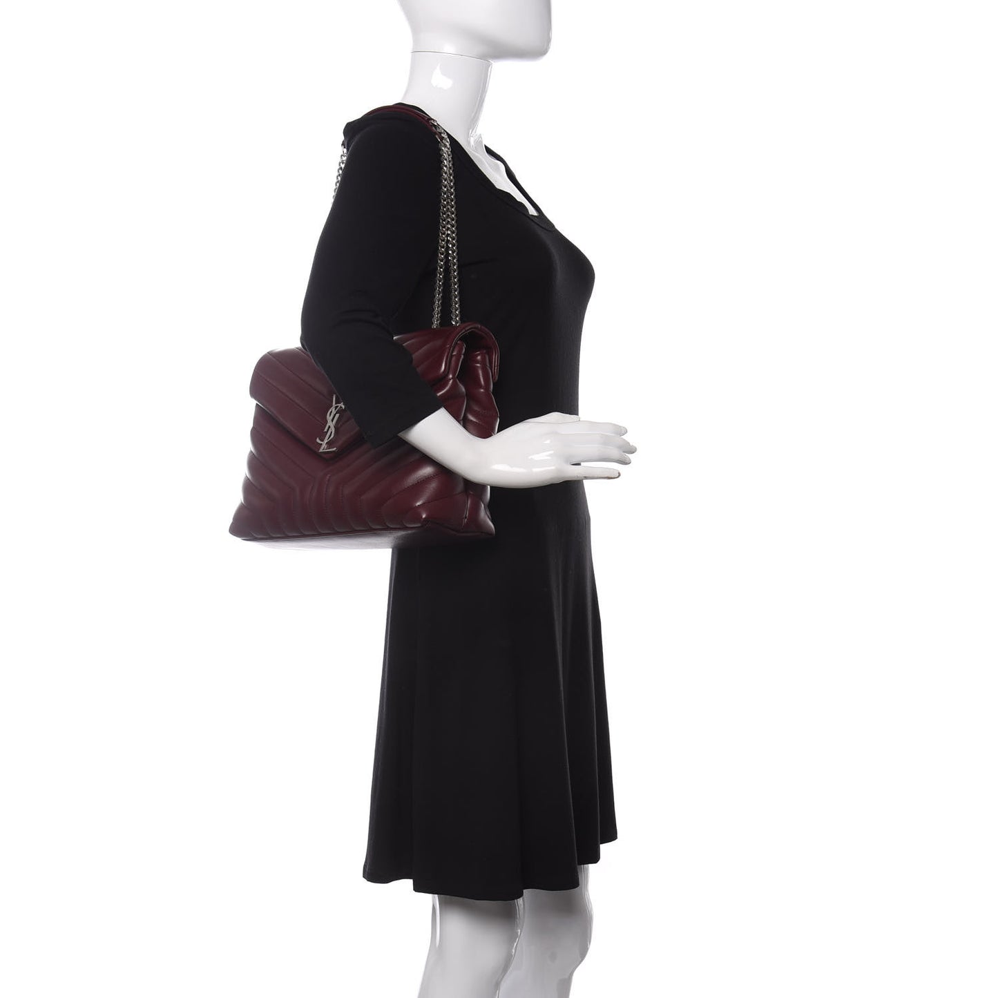 Calfskin Y Quilted Monogram Medium Loulou Chain Satchel Rouge Legion