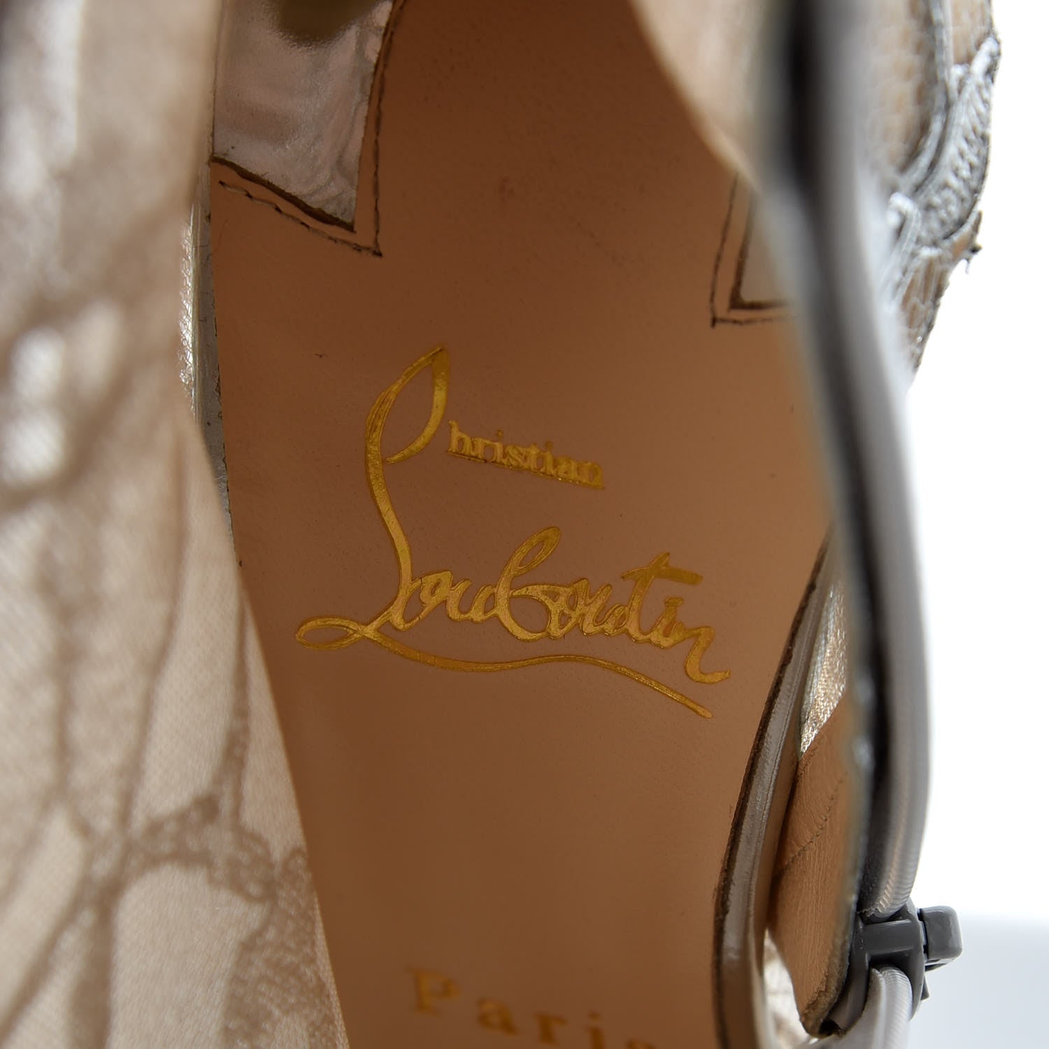 Christian Louboutin Lace Lurex Specchio Gipsybootie 100 Ankle Boots 37 Silver 7 of 8