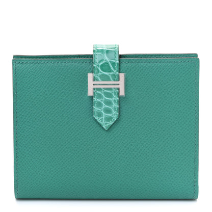 Hermes Epsom Shiny Alligator Bearn Touch Compact Wallet Vert Jade 1 of 8