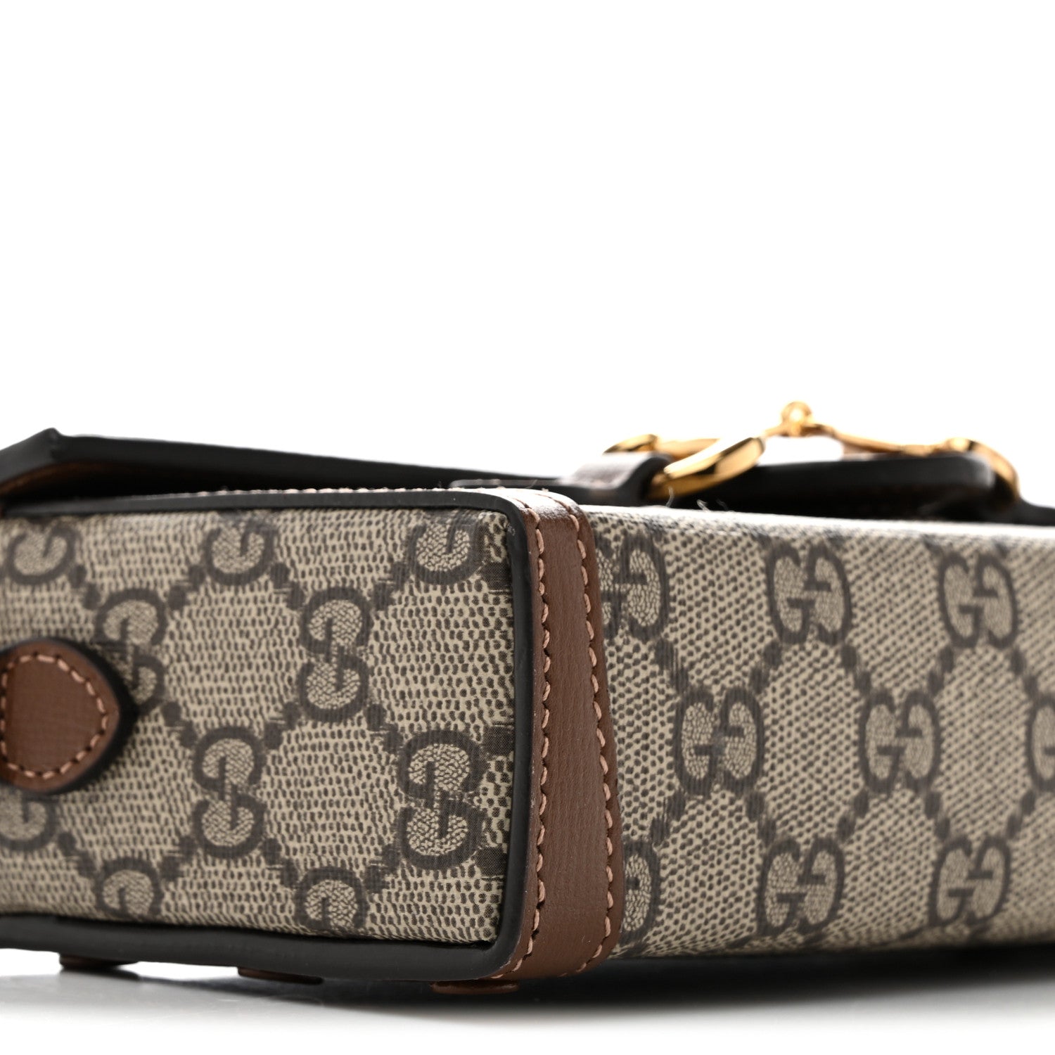 Gucci GG Supreme Monogram Mini Horsebit 1955 Shoulder Bag Beige Brown Sugar 9 of 10