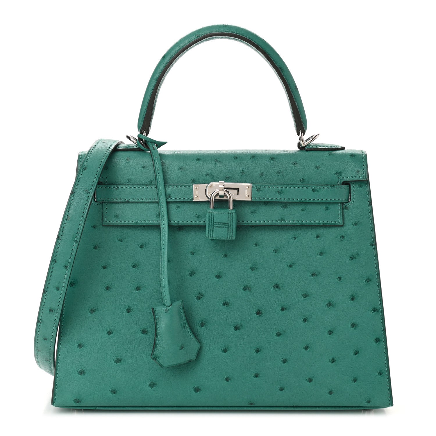 Hermes Ostrich Kelly Sellier 25 Vert Verone 1 of 45