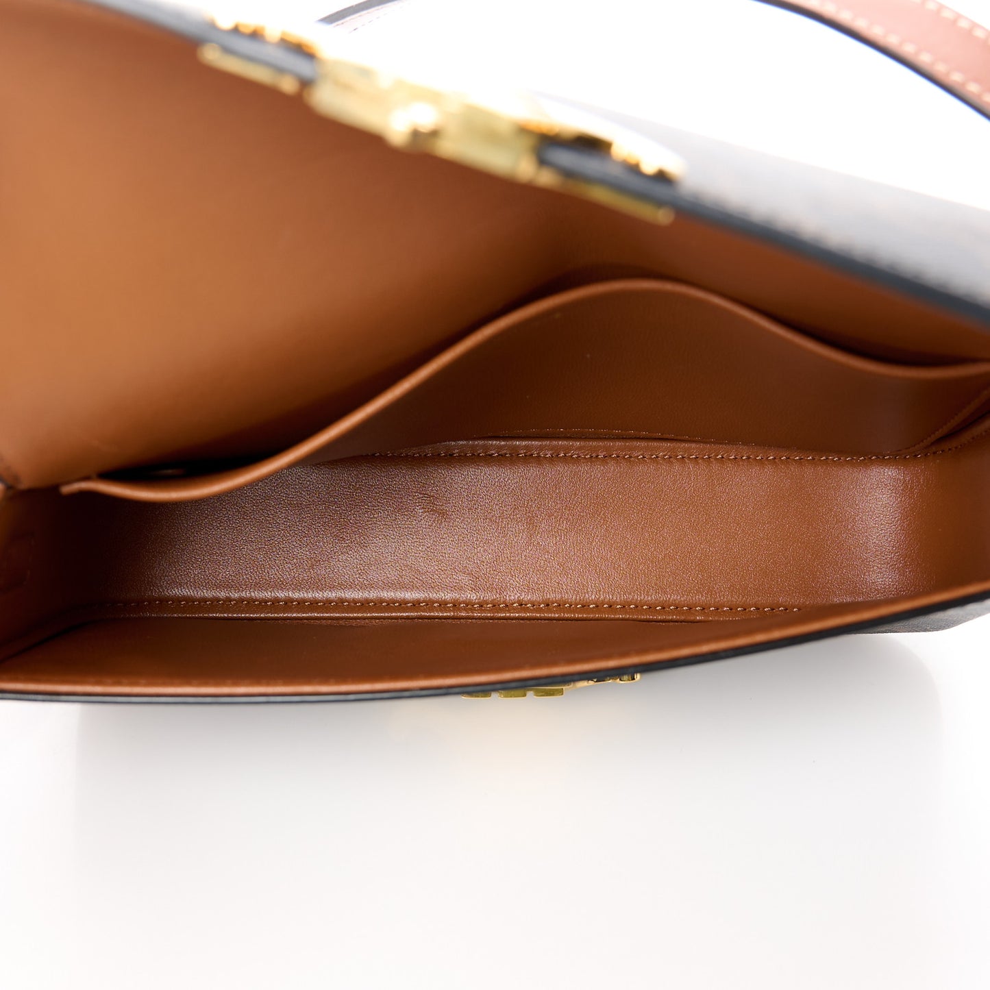 Canvas Calfskin Triomphe Shoulder Bag Tan