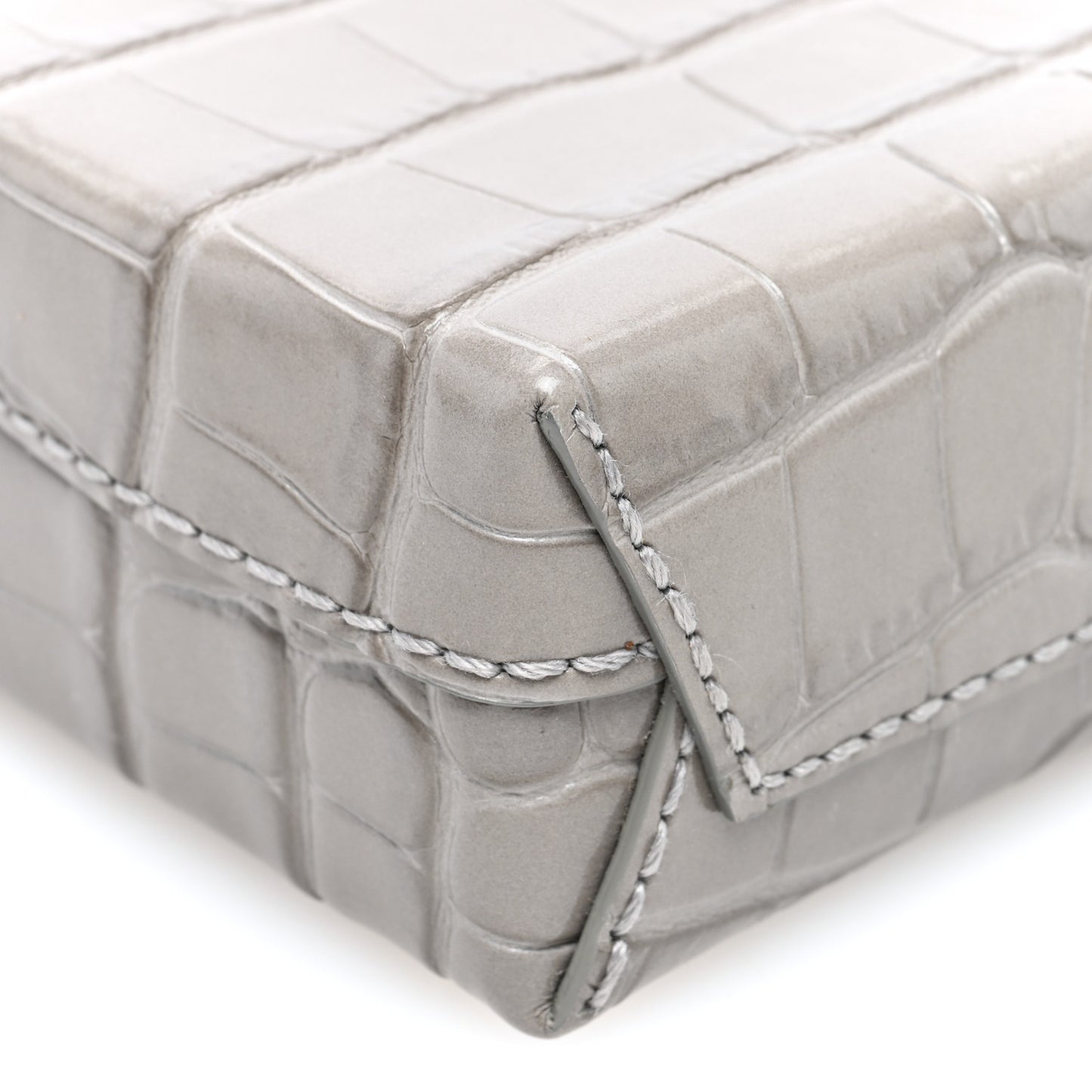 Calfskin Crocodile Embossed Logo Shopping Phone Holder Bag Steel Grey