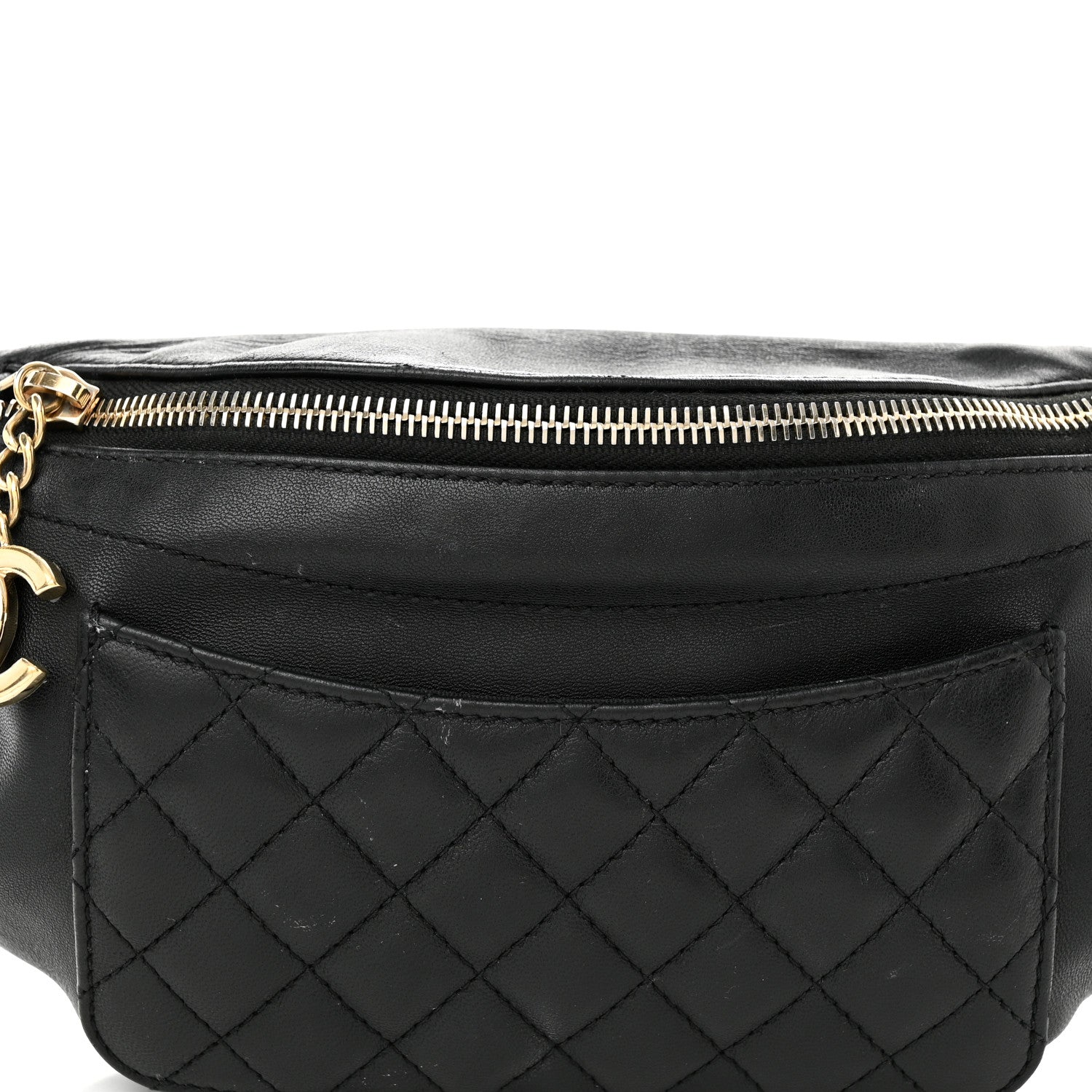 Chanel Lambskin Quilted Waist Bag Fanny Pack Black 8 of 12