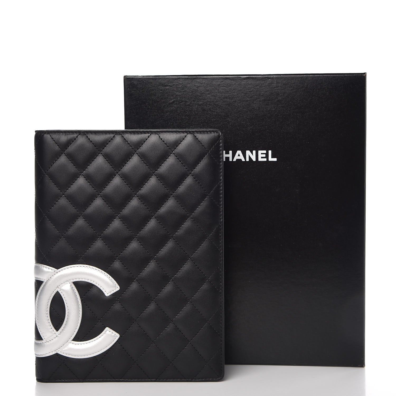 Chanel Calfskin Quilted Large Cambon Agenda Planner Black Silver 10 of 10