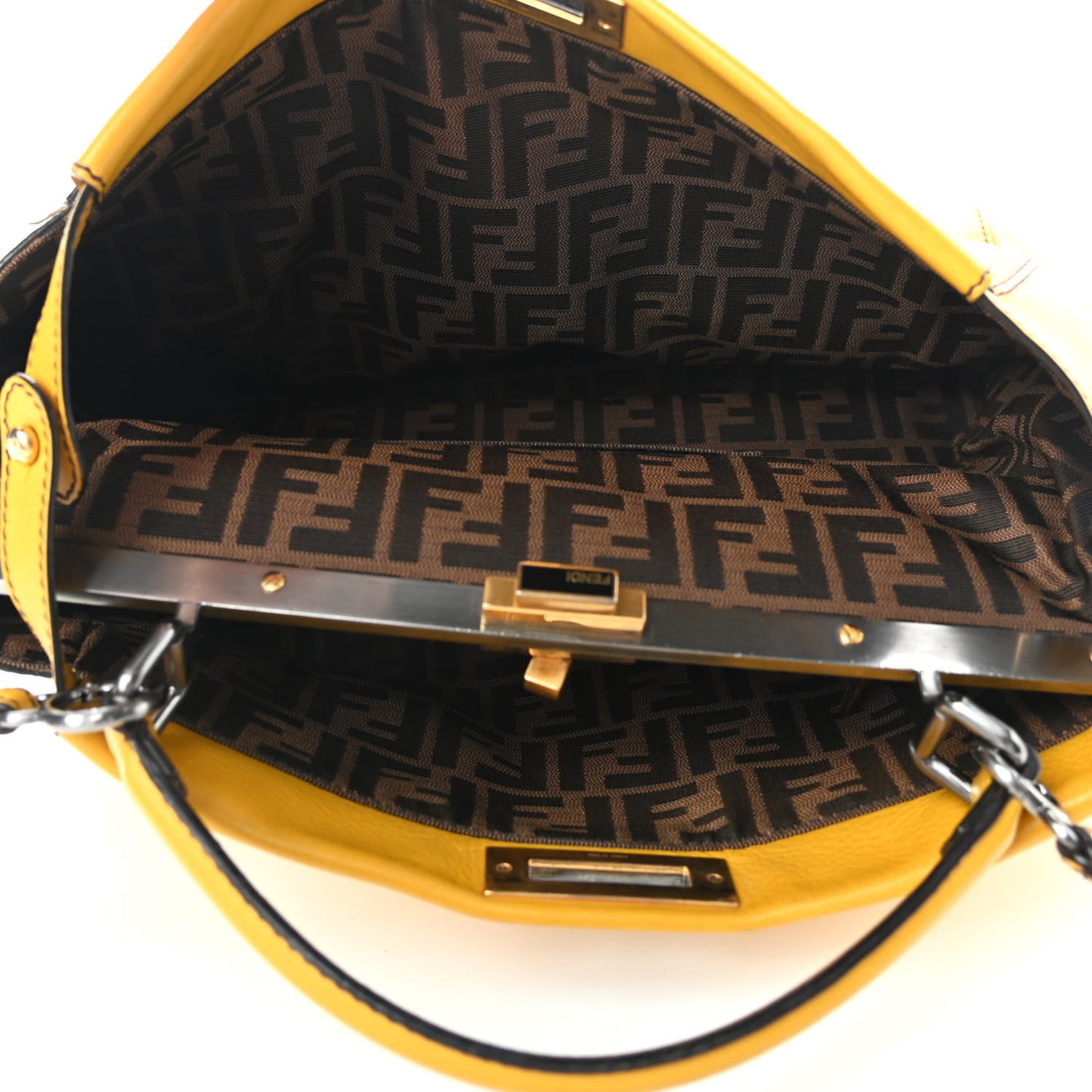 Vitello Zucca Large Peekaboo Iconic Satchel Yellow Tobacco