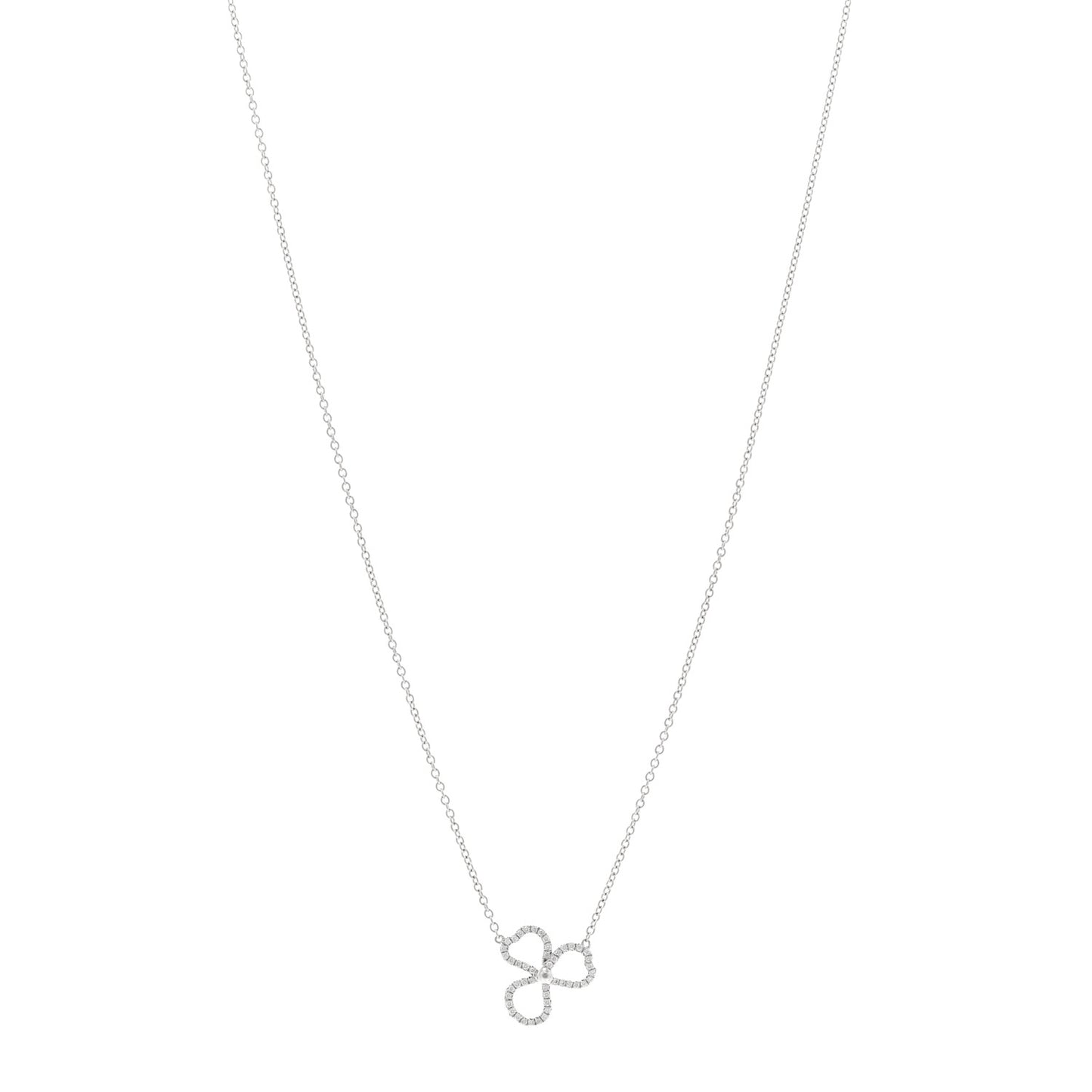 Platinum Diamond Mini Paper Flowers Pendant Necklace
