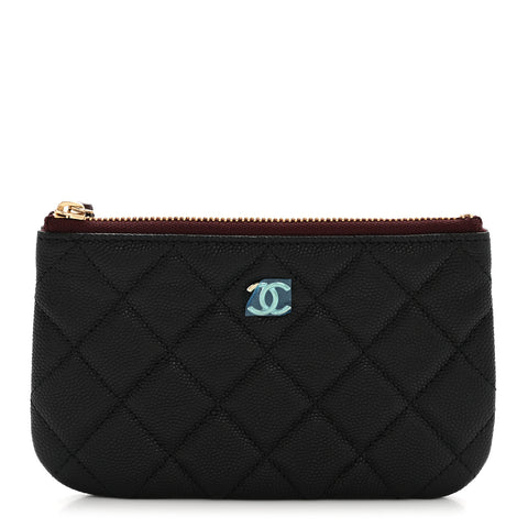 Caviar Quilted Small Pouch Black