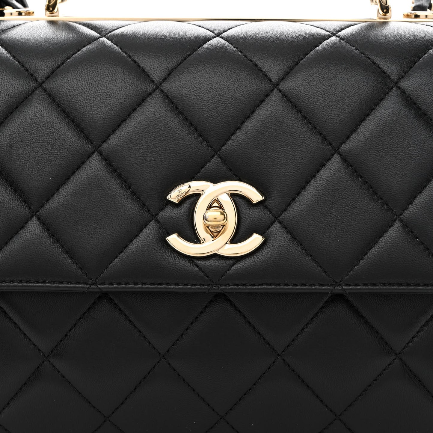 Lambskin Quilted Medium Trendy CC Flap Dual Handle Bag Black