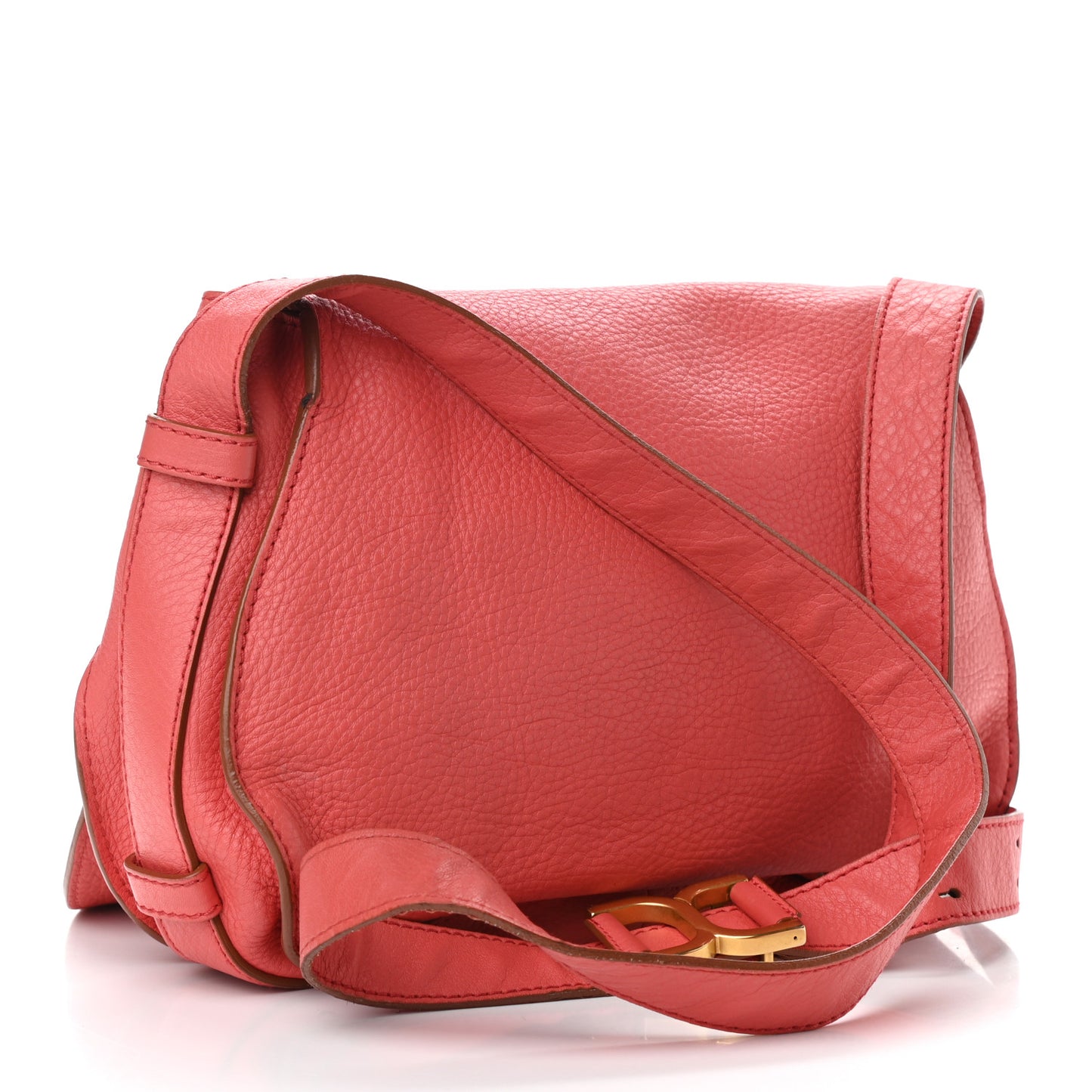 Grained Calfskin Medium Marcie Saddle Bag Pink
