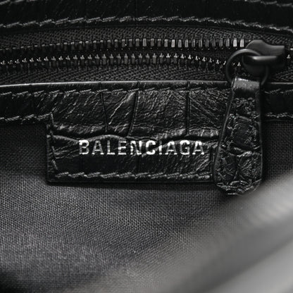 Balenciaga Extra Supple Calfskin Crocodile Embossed Monochrome Small Le Cagole Shoulder Bag Black 7 of 9
