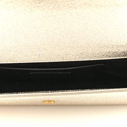 Saint Laurent Metallic Textured Calfskin Classic Monogram Cassandre Clutch Pale Gold 5 of 6