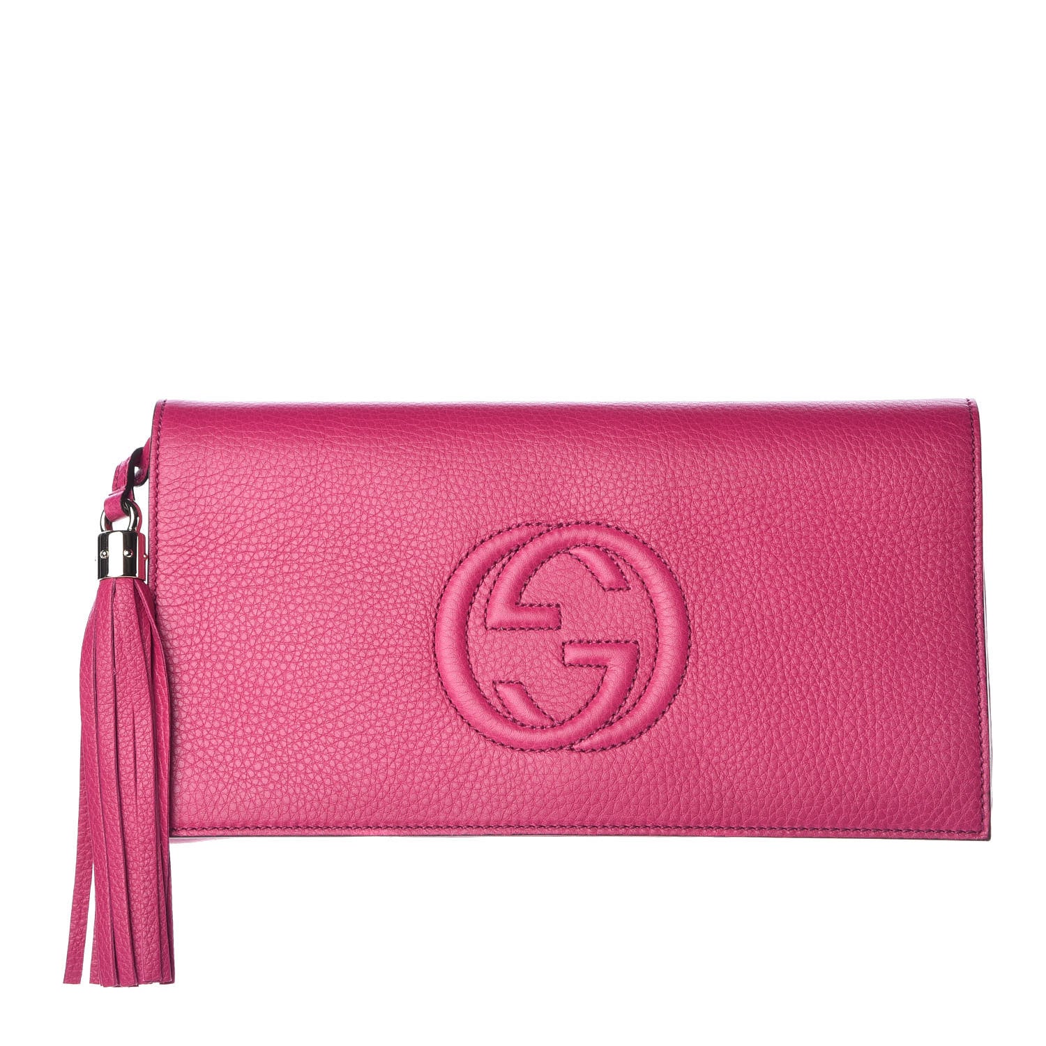 Gucci Pebbled Calfskin Medium Soho Clutch Fuchsia 1 of 7