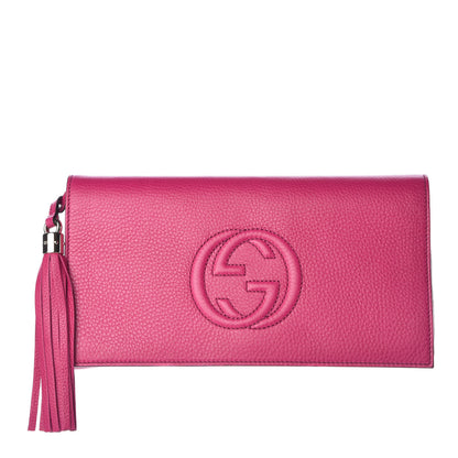 Gucci Pebbled Calfskin Medium Soho Clutch Fuchsia 1 of 7