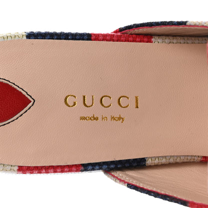 Gucci Canvas Sylvie Stripe Womens Princetown Slippers 38.5 Mystic White Hibiscus Red Maritime 7 of 11