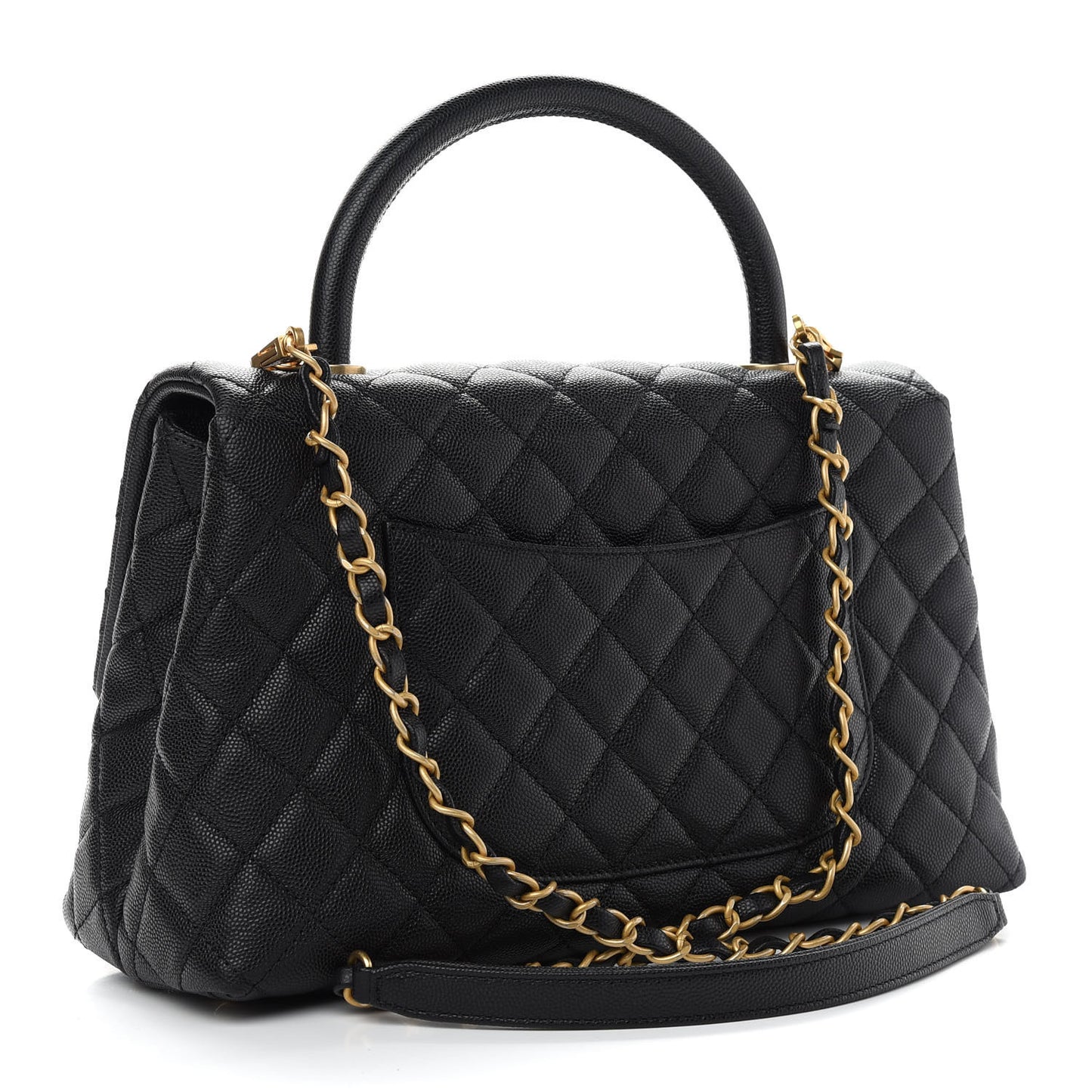 Caviar Quilted Small Coco Handle Flap Black