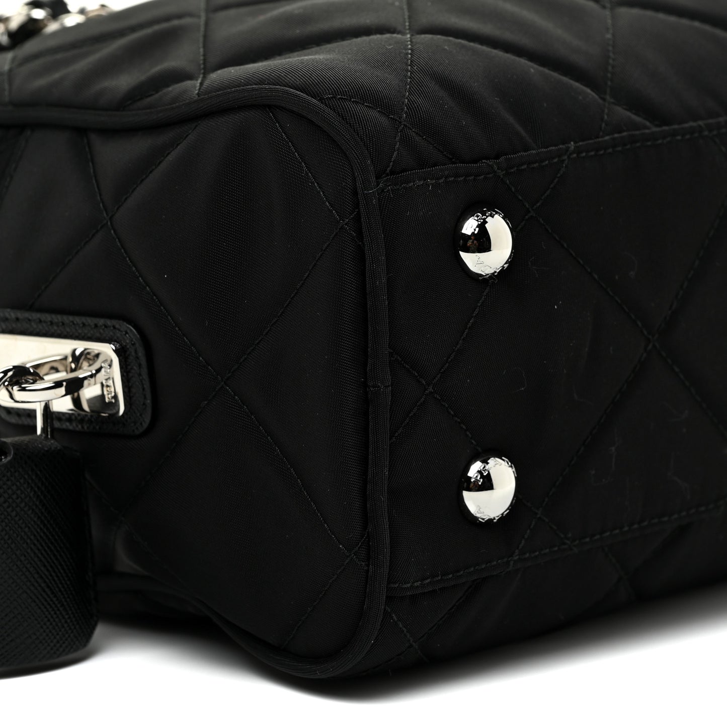 Nylon Tessuto Impuntu Quilted Shoulder Bag Black