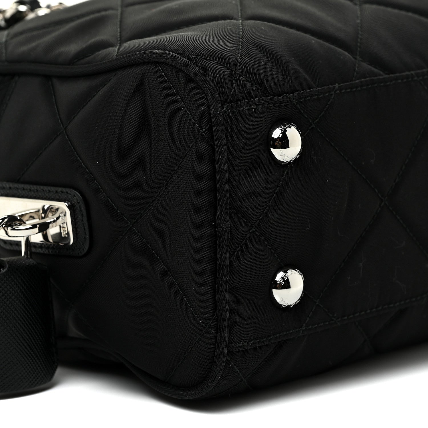 Prada Nylon Tessuto Impuntu Quilted Shoulder Bag Black 8 of 9