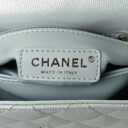 Chanel Iridescent Caviar Quilted Extra Mini Coco Handle Flap Light Blue 6 of 12