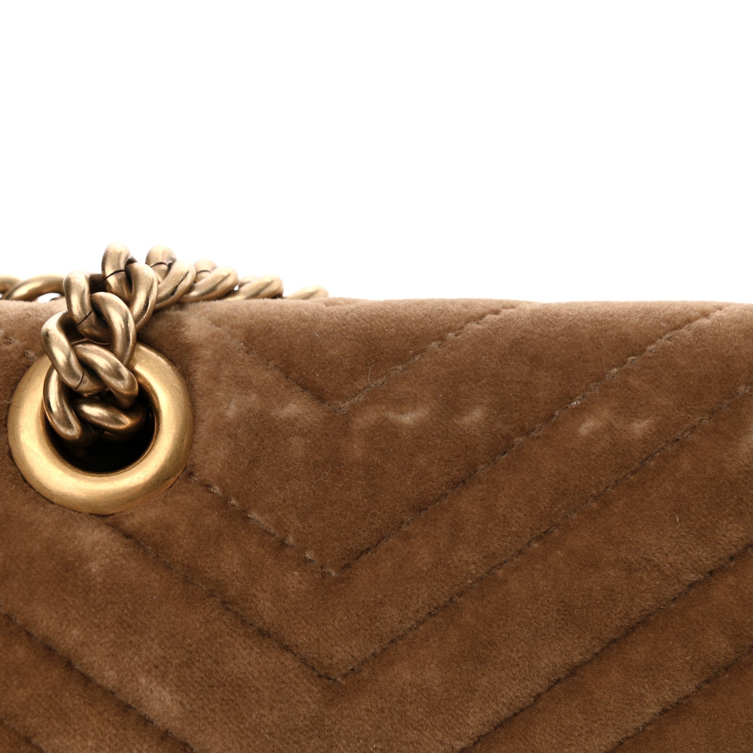 Gucci Velvet Matelasse Small GG Marmont Shoulder Bag Taupe 15 of 16