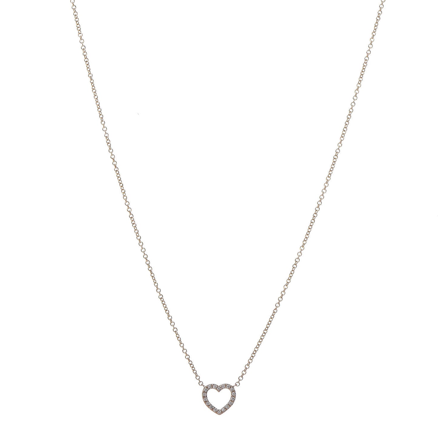 18K Rose Gold Diamond Metro Heart Pendant Necklace