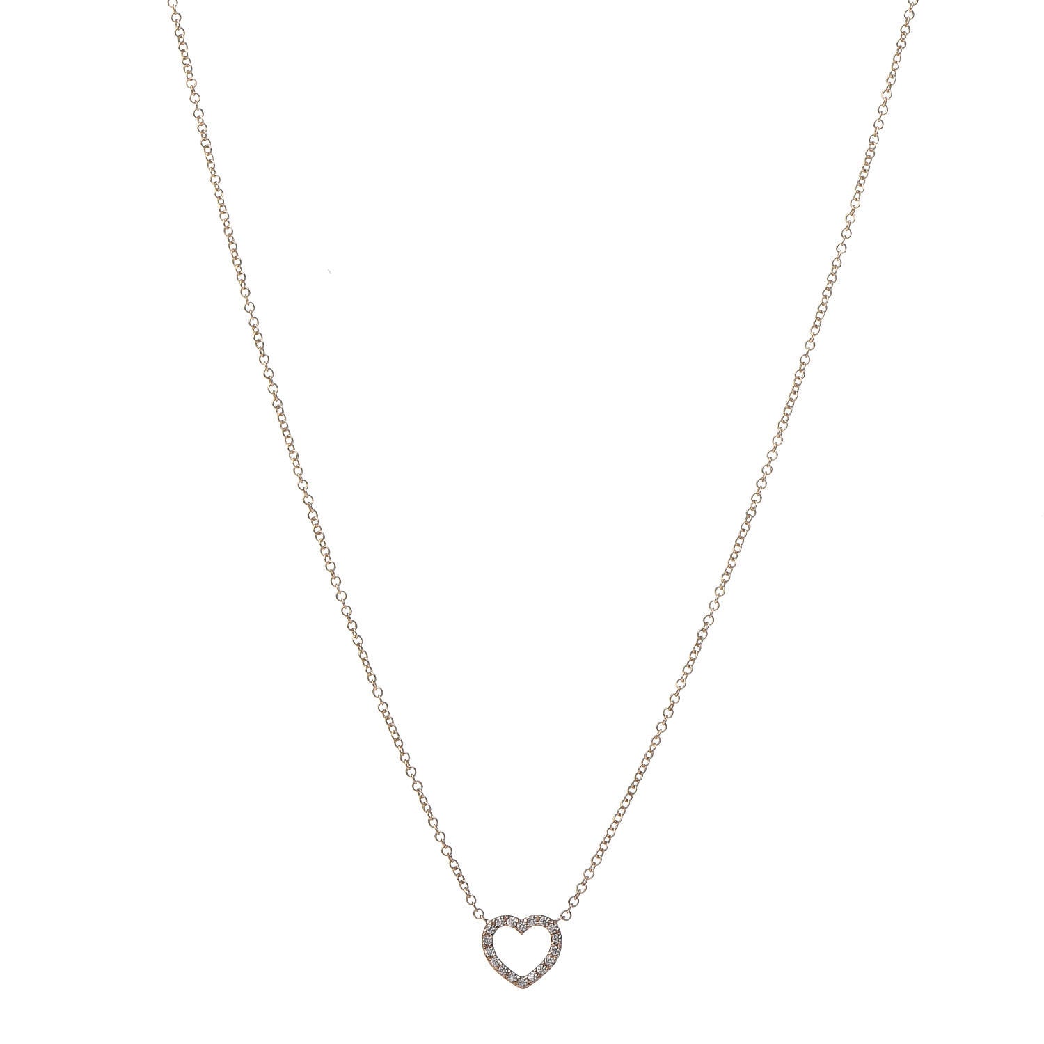 Tiffany 18K Rose Gold Diamond Metro Heart Pendant Necklace 1 of 6