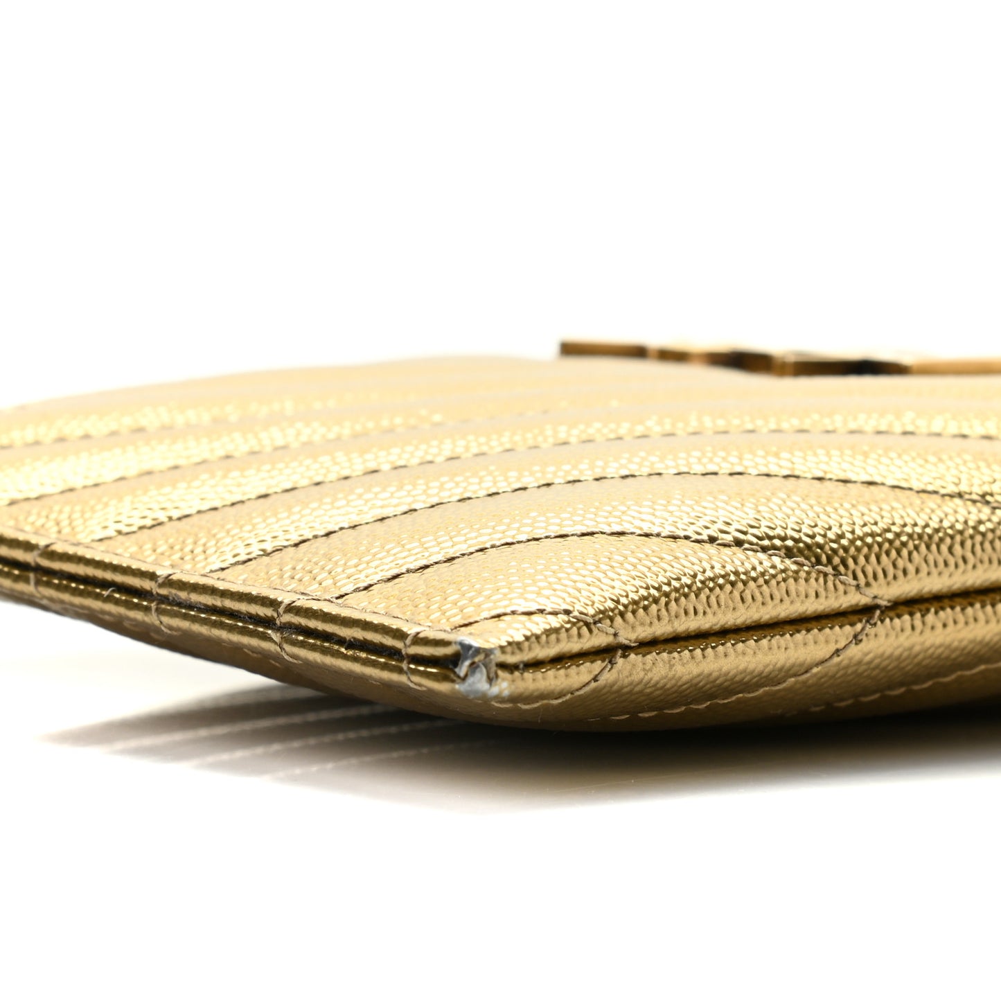 Iridescent Grain De Poudre Matelasse Chevron Monogram Bill Pouch Gold